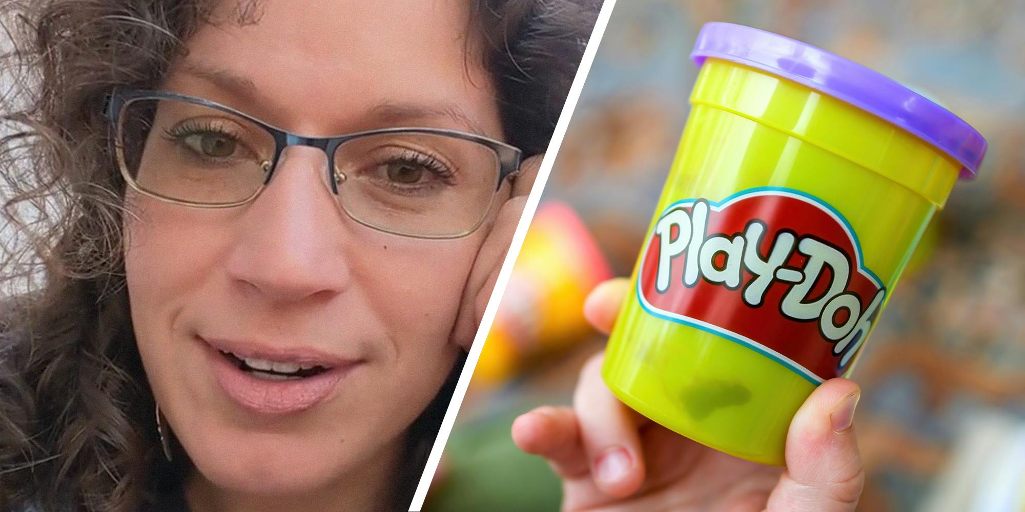 woman shares new information about Play Doh(l) Play Doh Container(r)