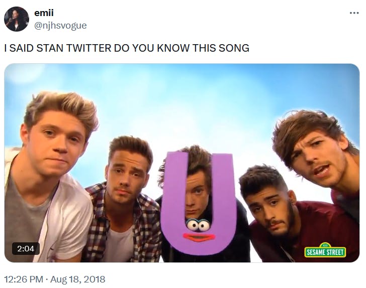 Stan Twitter do you know this song meme with a boy band on Sesame Street.