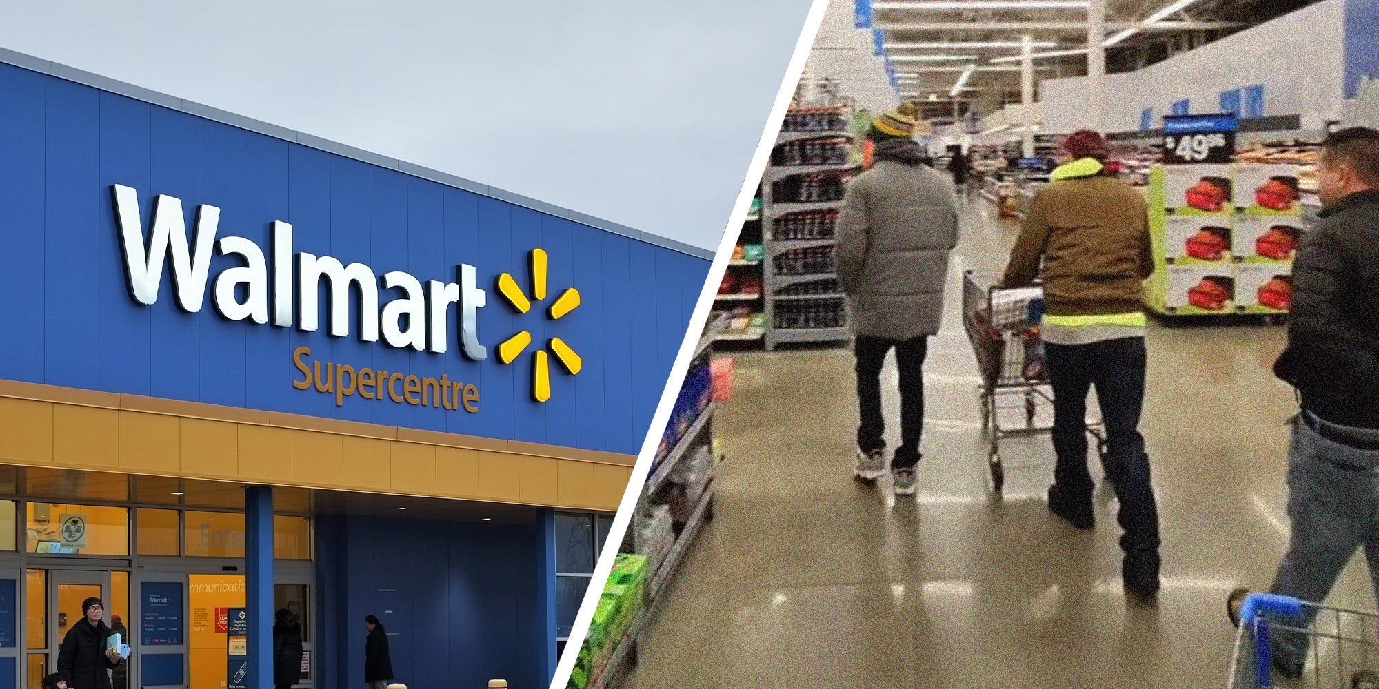 Walmart store Front(l) Walmart Walkers(r)