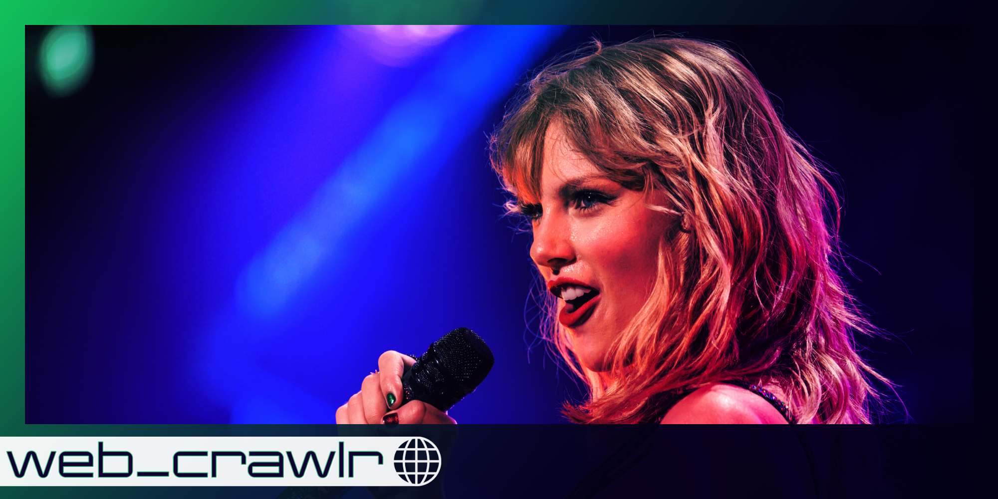 Taylor Swift. The Daily Dot newsletter web_crawlr logo is in the bottom left corner.