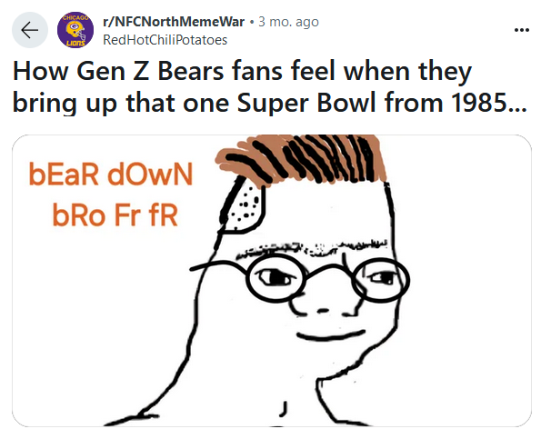 Zoomer Wojak meme about the 2985 Super Bowl.