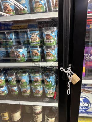 ben and jerry's ice cream pints locked up