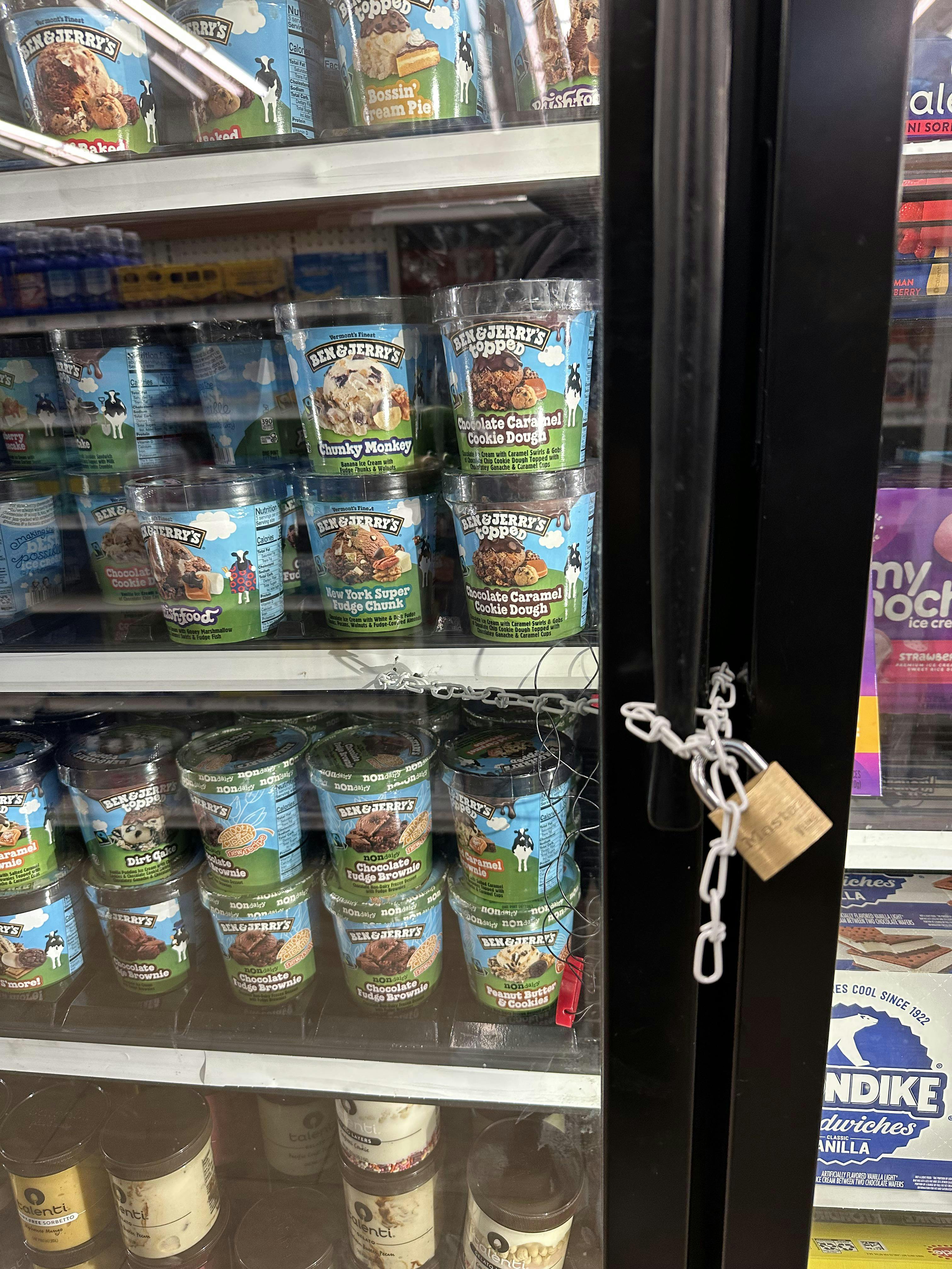 ben and jerry's ice cream pints locked up