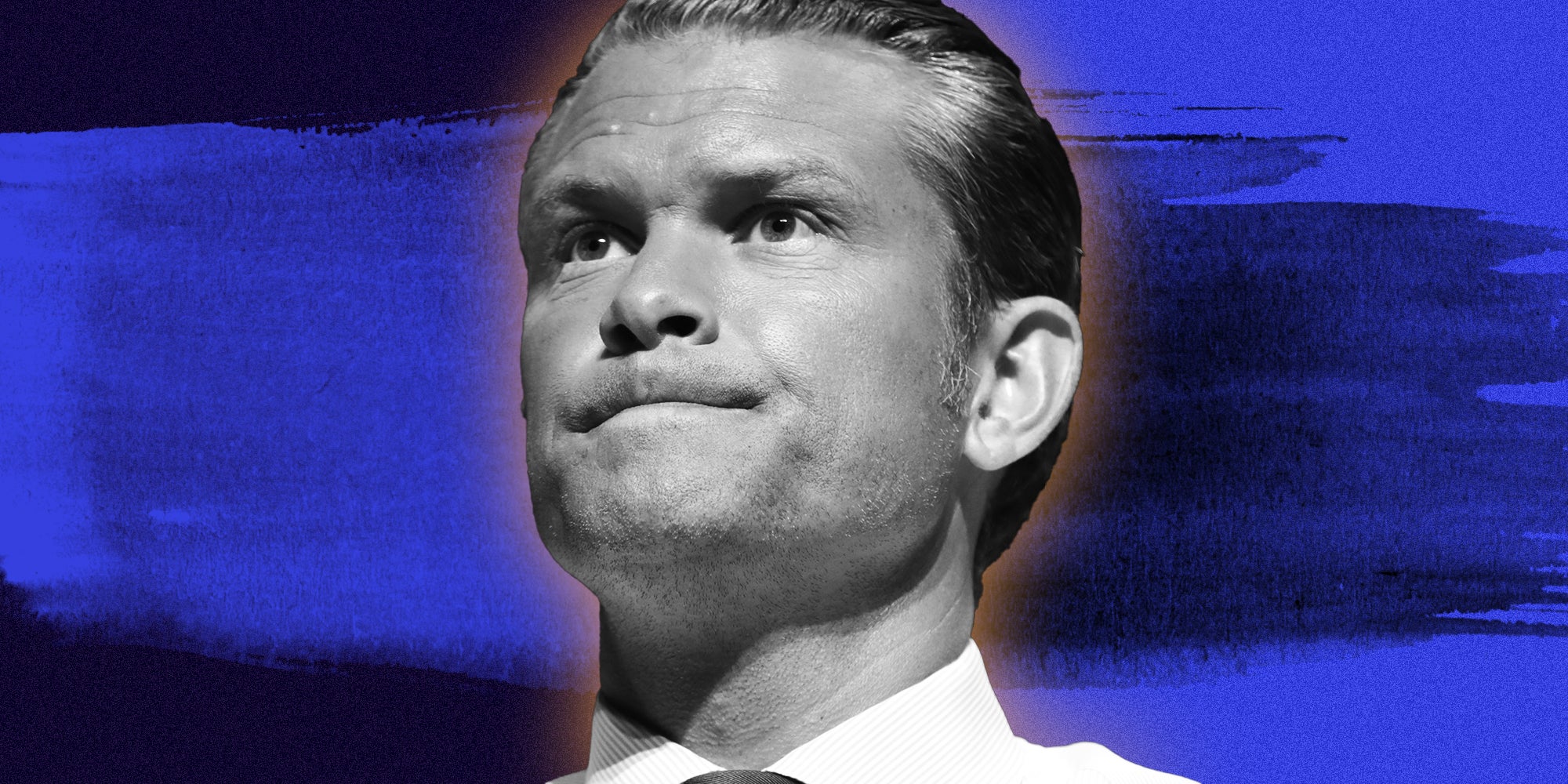 Pete Hegseth over abstract background