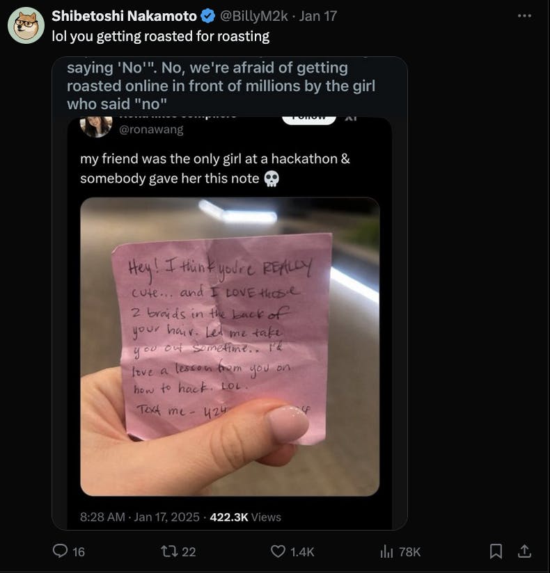 Post It of a guy criticizing the post it and a user criticizing him