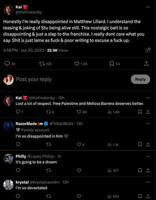 Reactions to Matthew Lillard doing scream