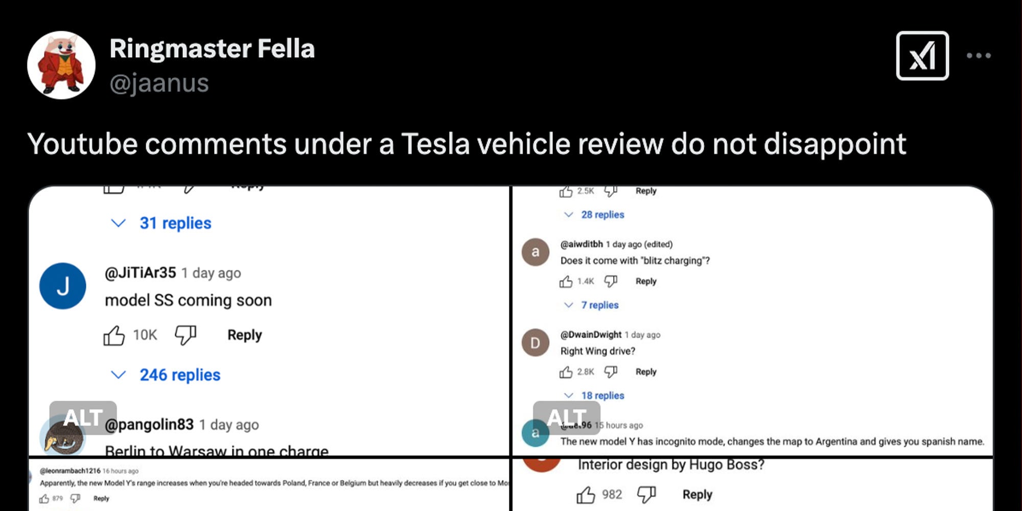 design with a screen capture of an X.com showing comments