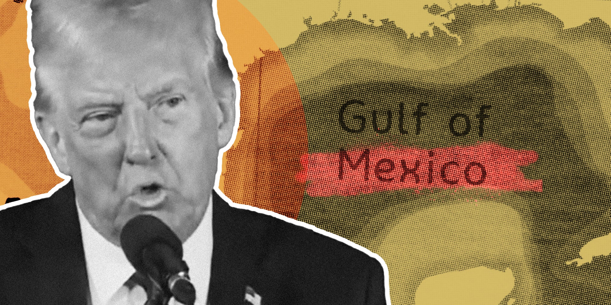 Donald Trump over gulf of mexico
