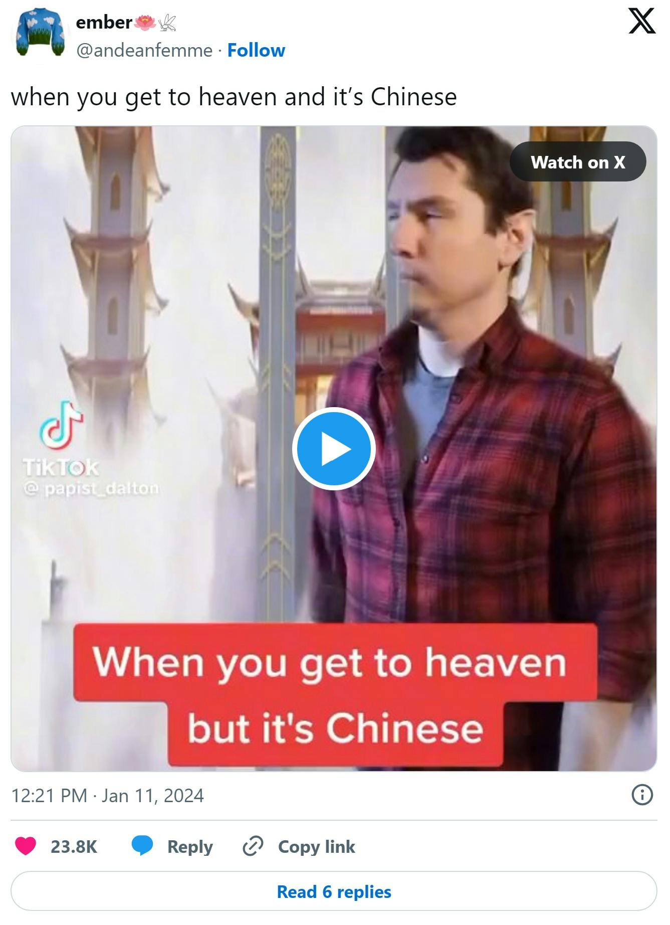 when you get to heaven and it’s Chinese