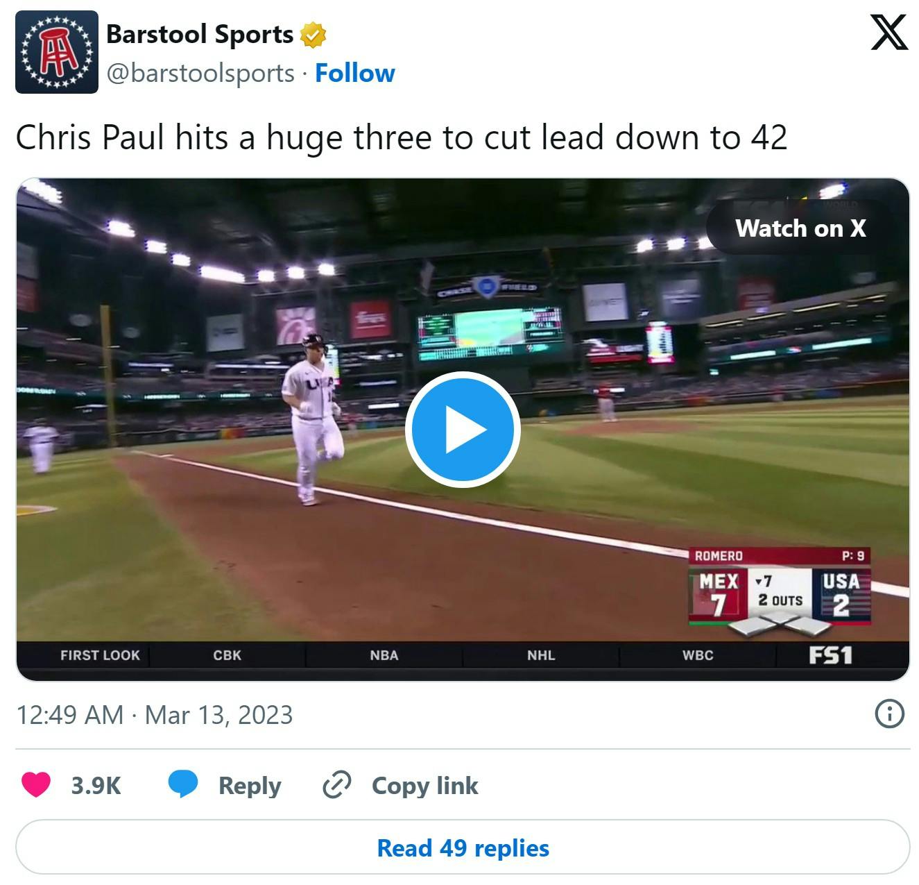 mlb chris paul hits a huge three moment