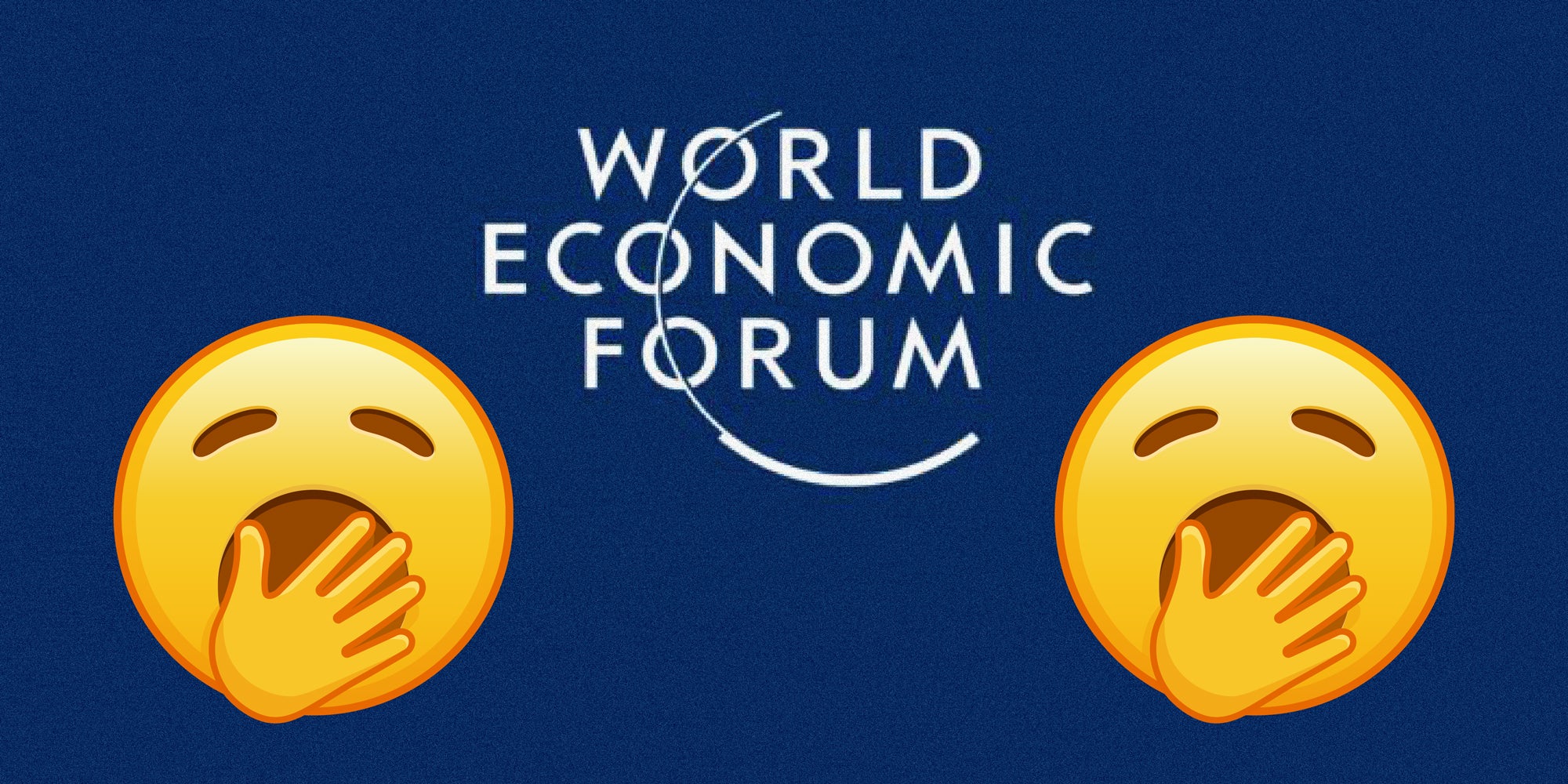 The logo of the World Economic Forum with two yawning emojis.