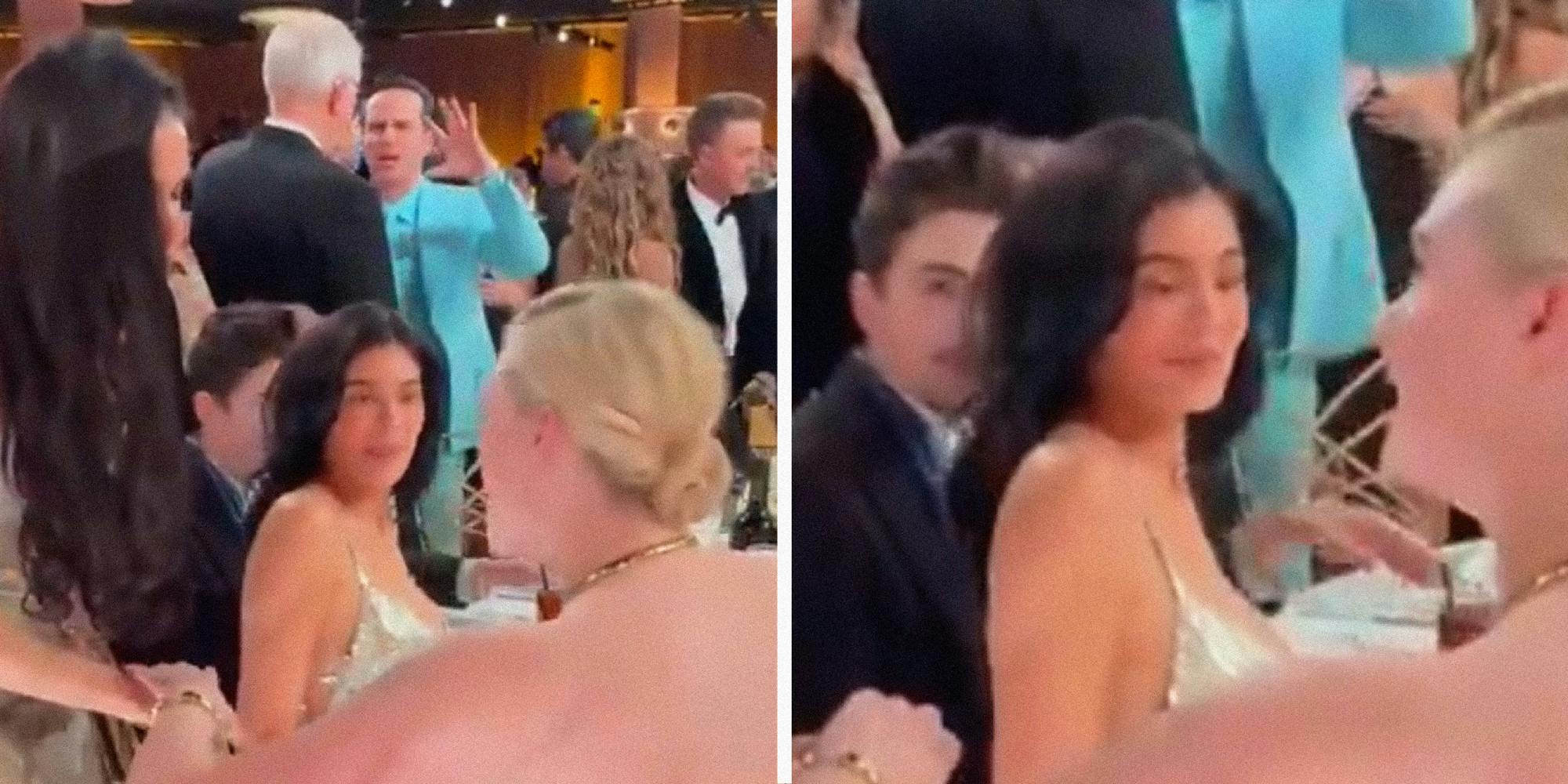 2 panel image showing scenes from the 2025 Golden Globes awards via TikTok.