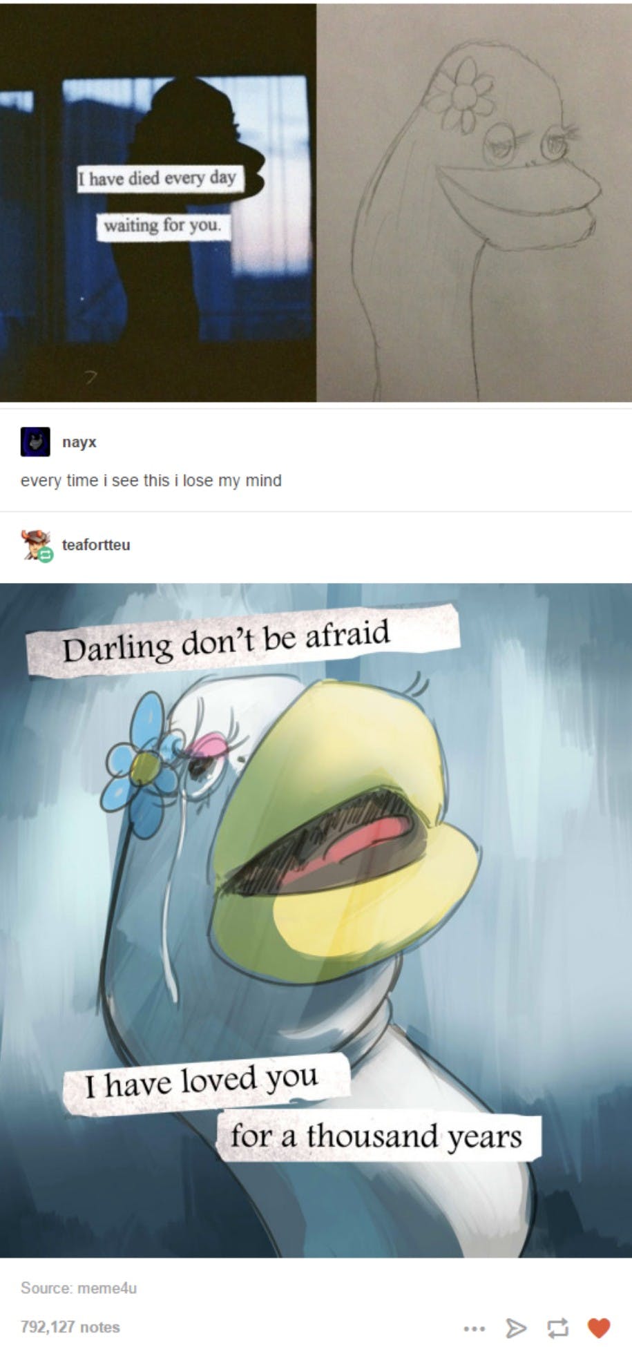 i have died every day waiting for you kermit drawing meme