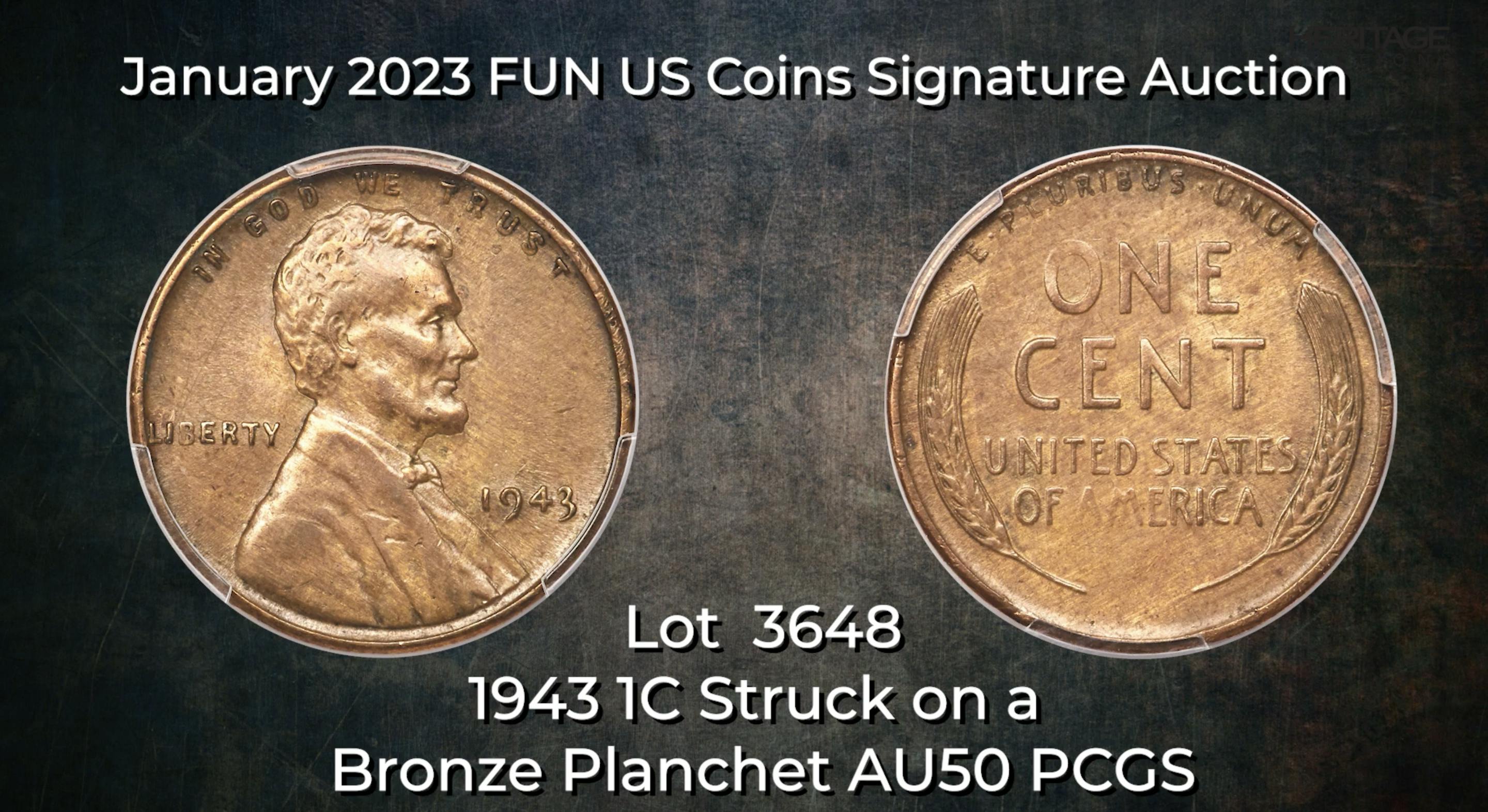 Image of the front and back of a rare copper 1943 Lincoln wheat penny.