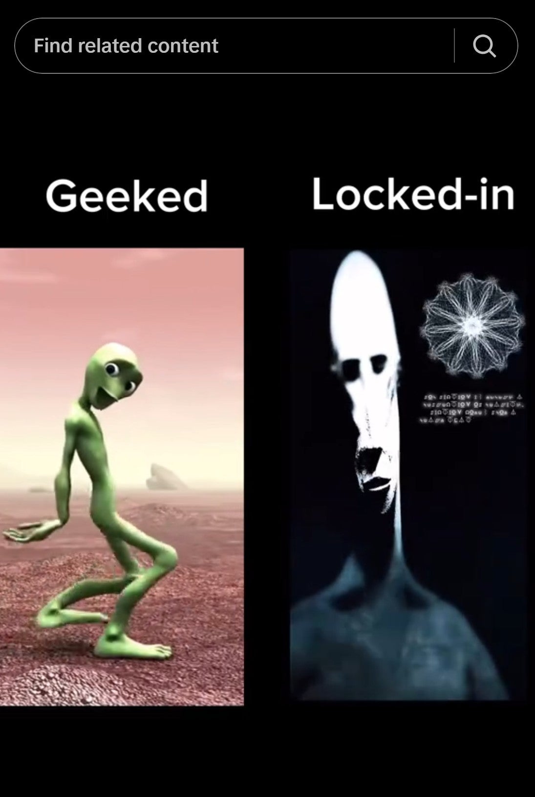 geeked vs locked in alien and gecko meme