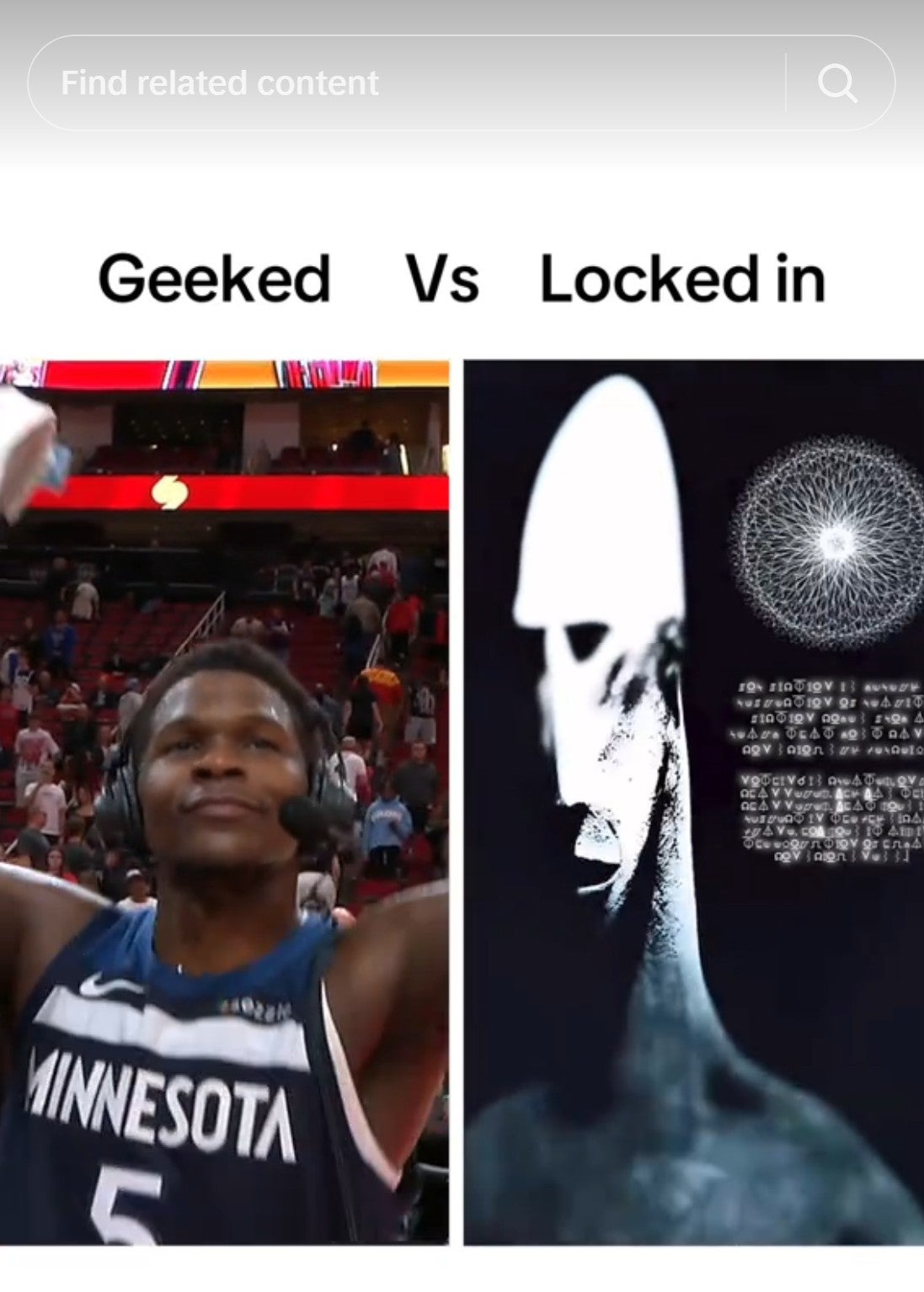 timberwolves geeked vs locked in alien meme