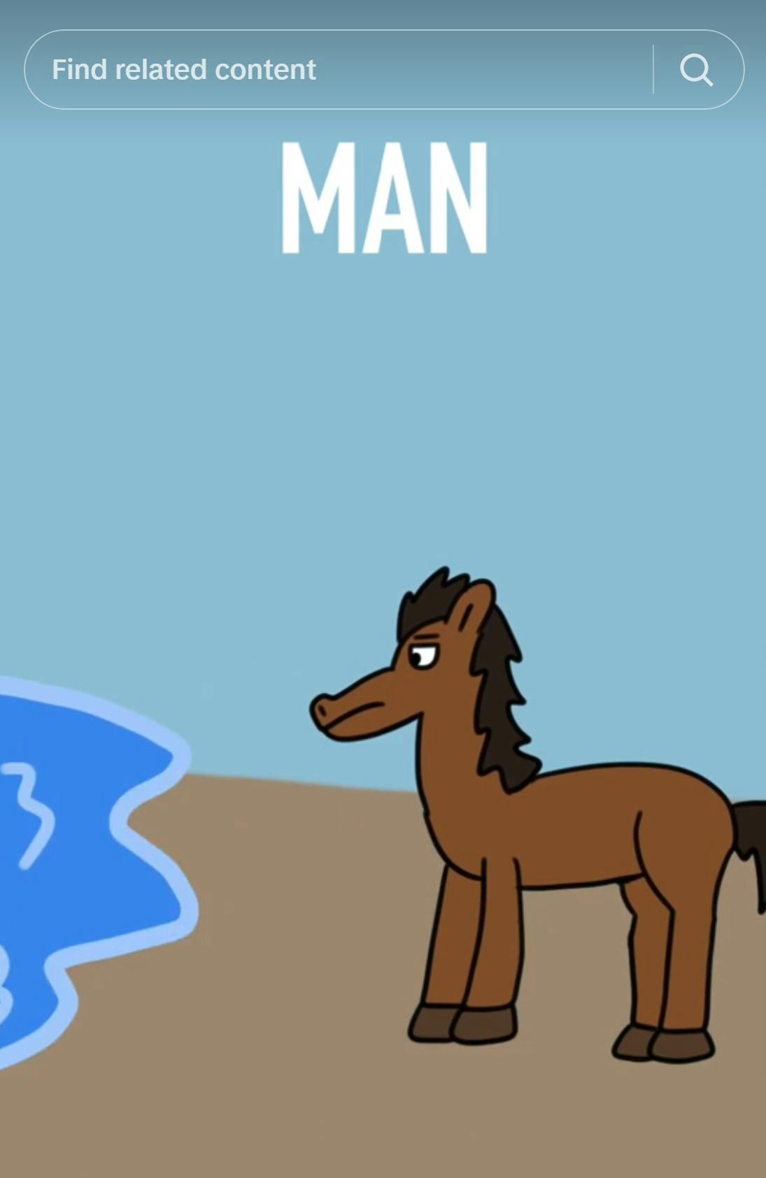 animated man horse beach meme