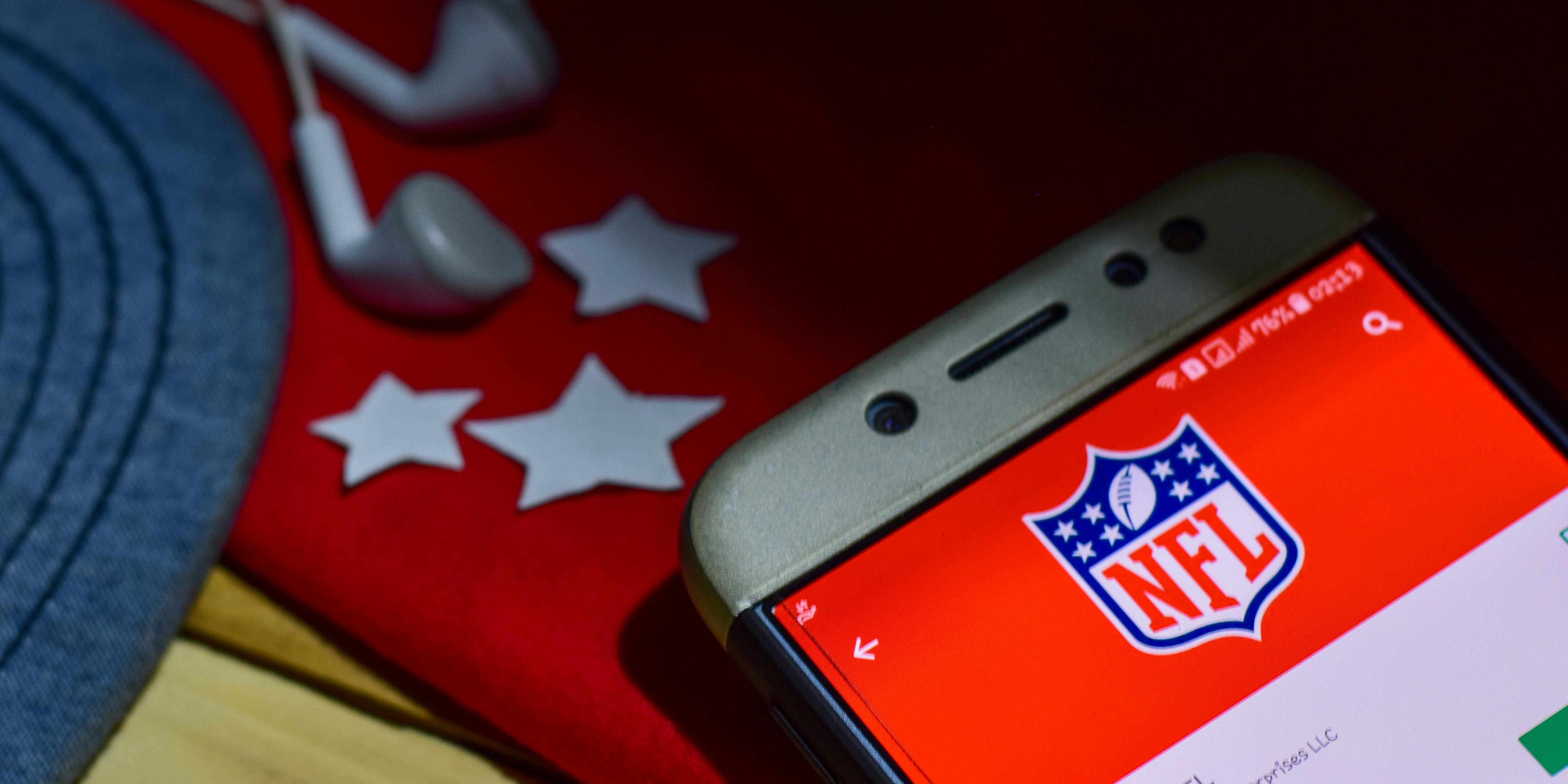 A phone with the NFL logo on it.