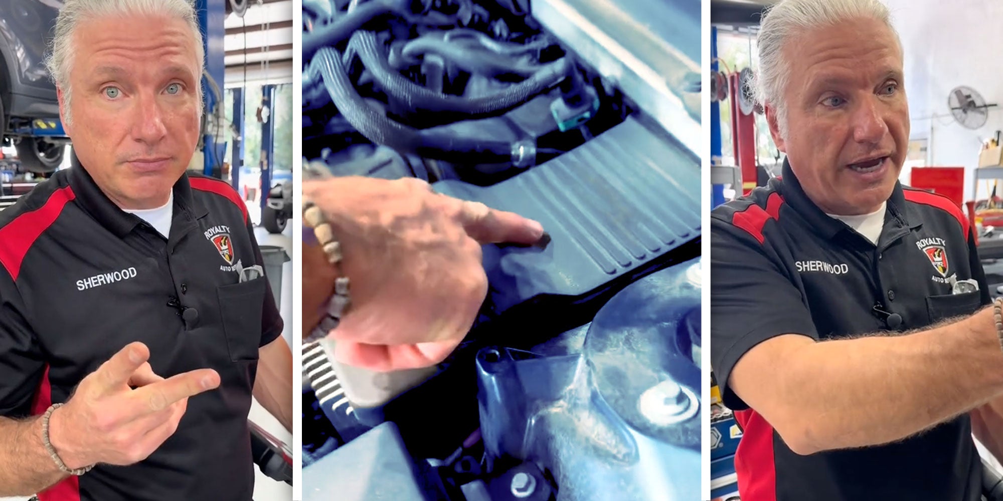 Three screenshots from @royaltyautoservice's Tiktok.