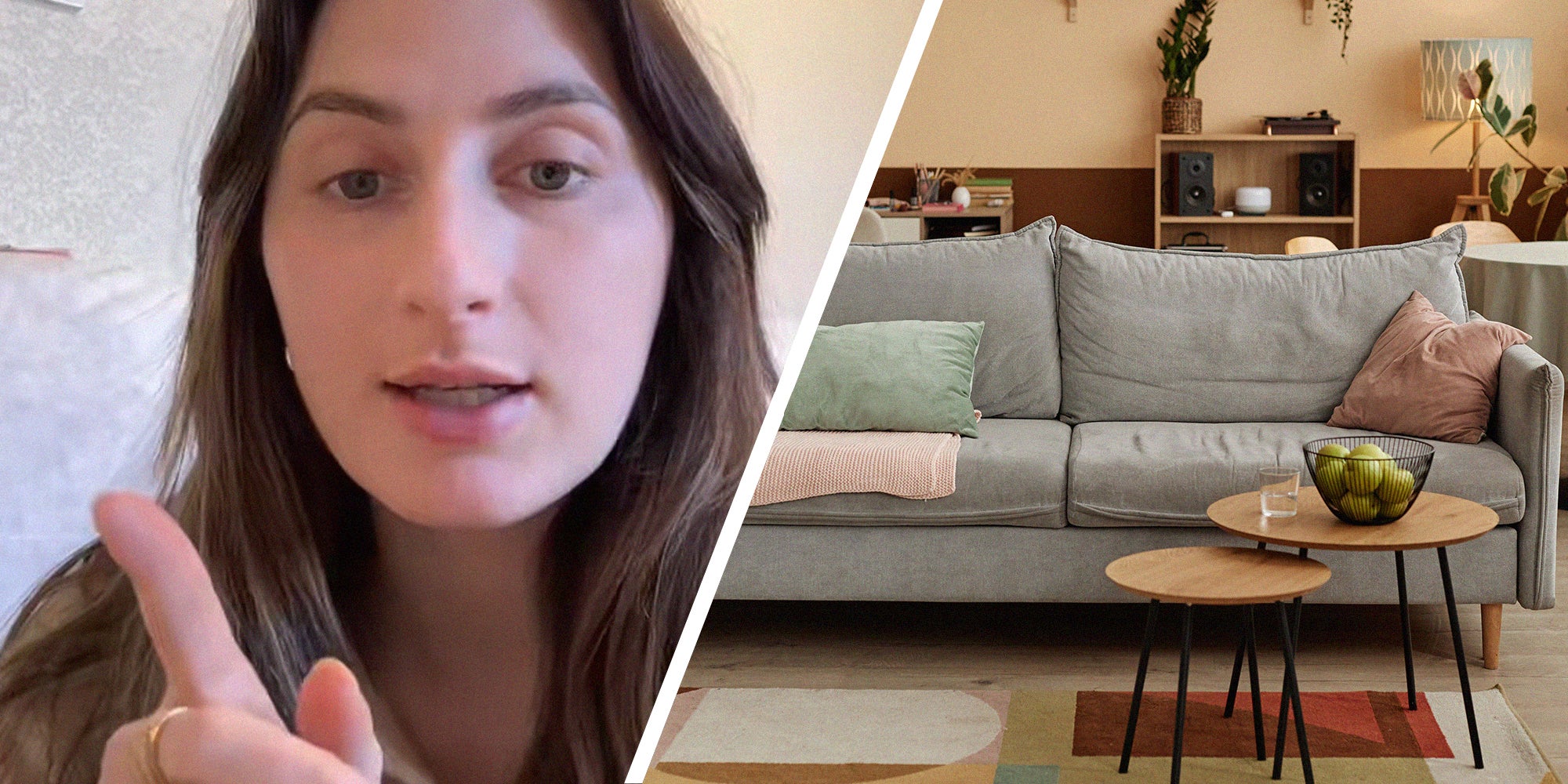 woman shares information about how to fix Soggy couch(l) Sofa Set(r)