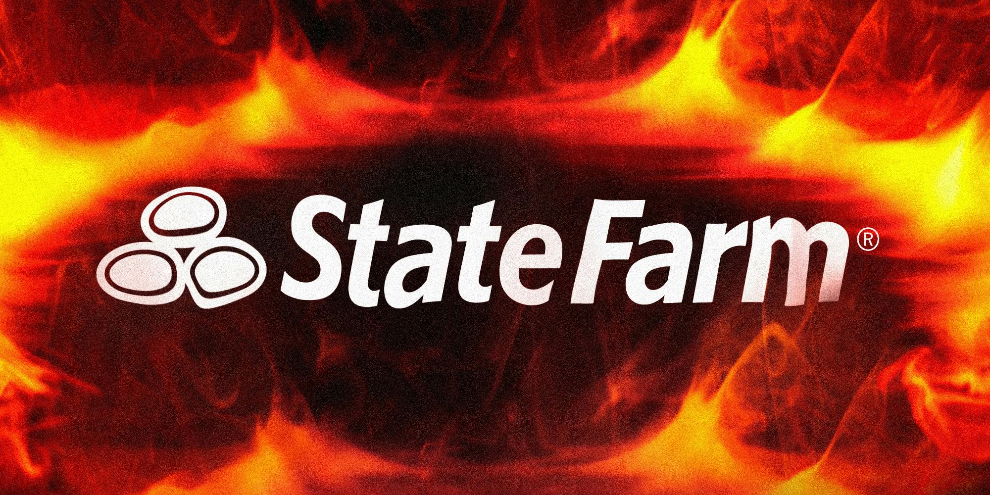 StateFarm logo surrounded by a ring of fire.