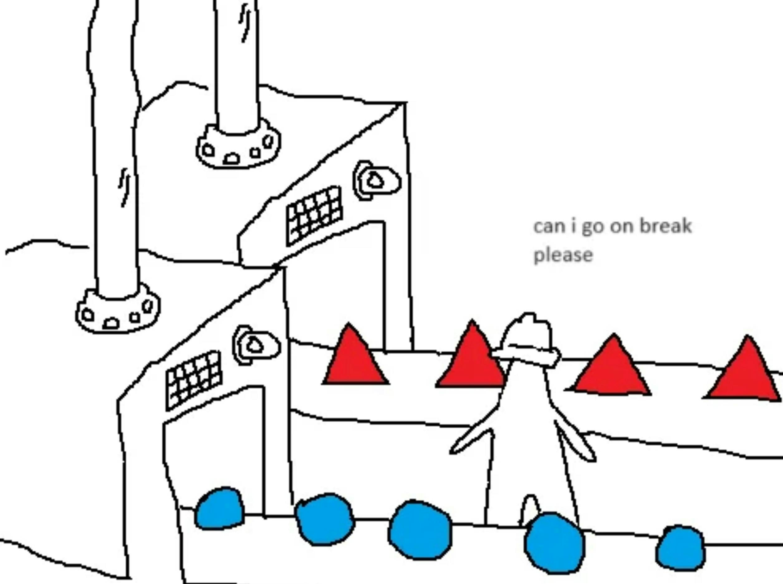 can i go on break place circle in a triangle factory meme