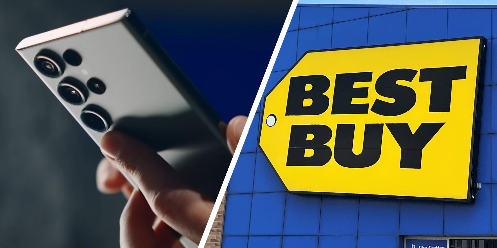 Samsung phone(L), Best Buy(r)