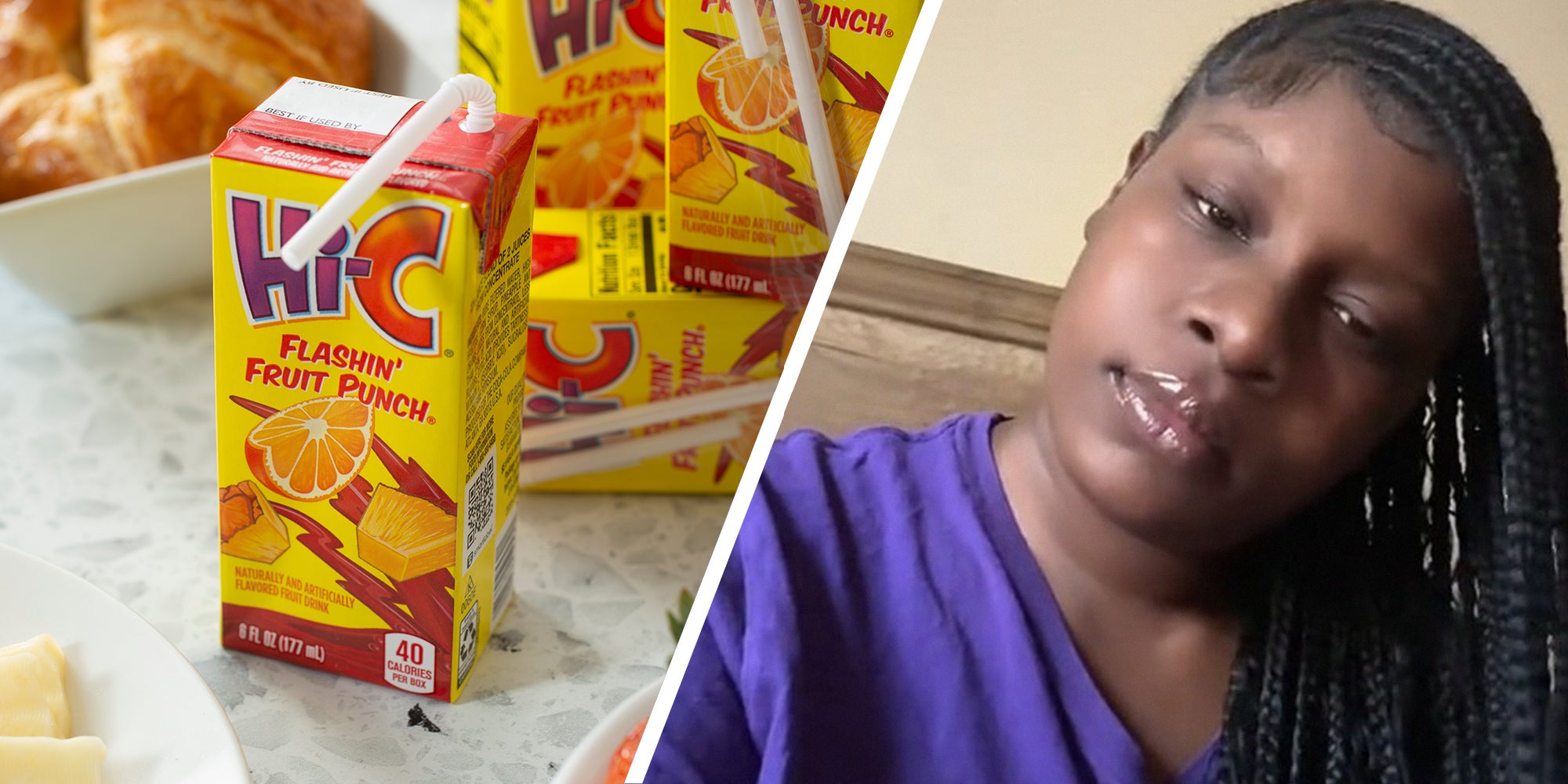 Hi C Drink(l) Woman shares what happens when your pour out Hi C Drink(r)