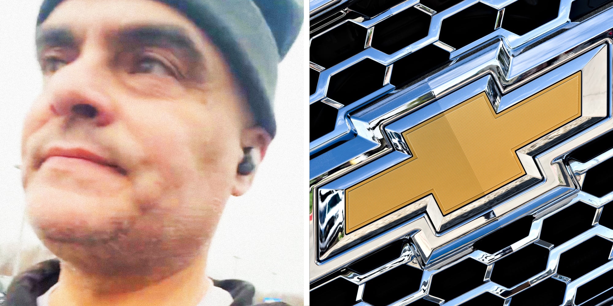 two panel image: on the left a person with an annoyed expression. On the right, the C