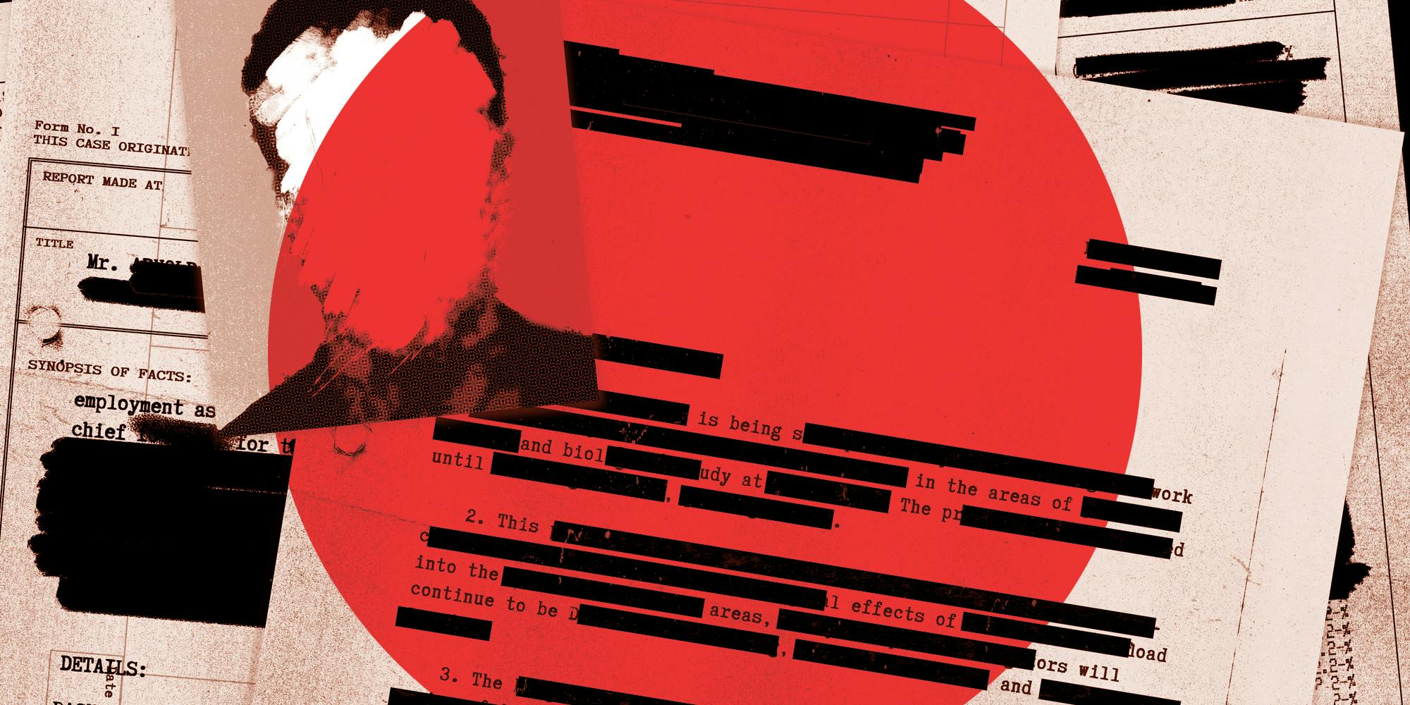 Red Circle over redacted document and image