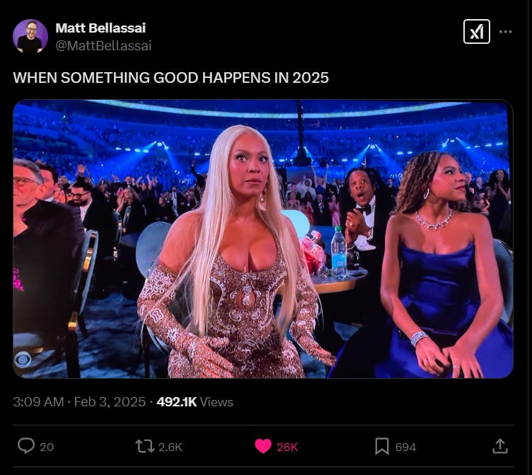 Beyonce Grammys meme: singer's reaction to win goes viral