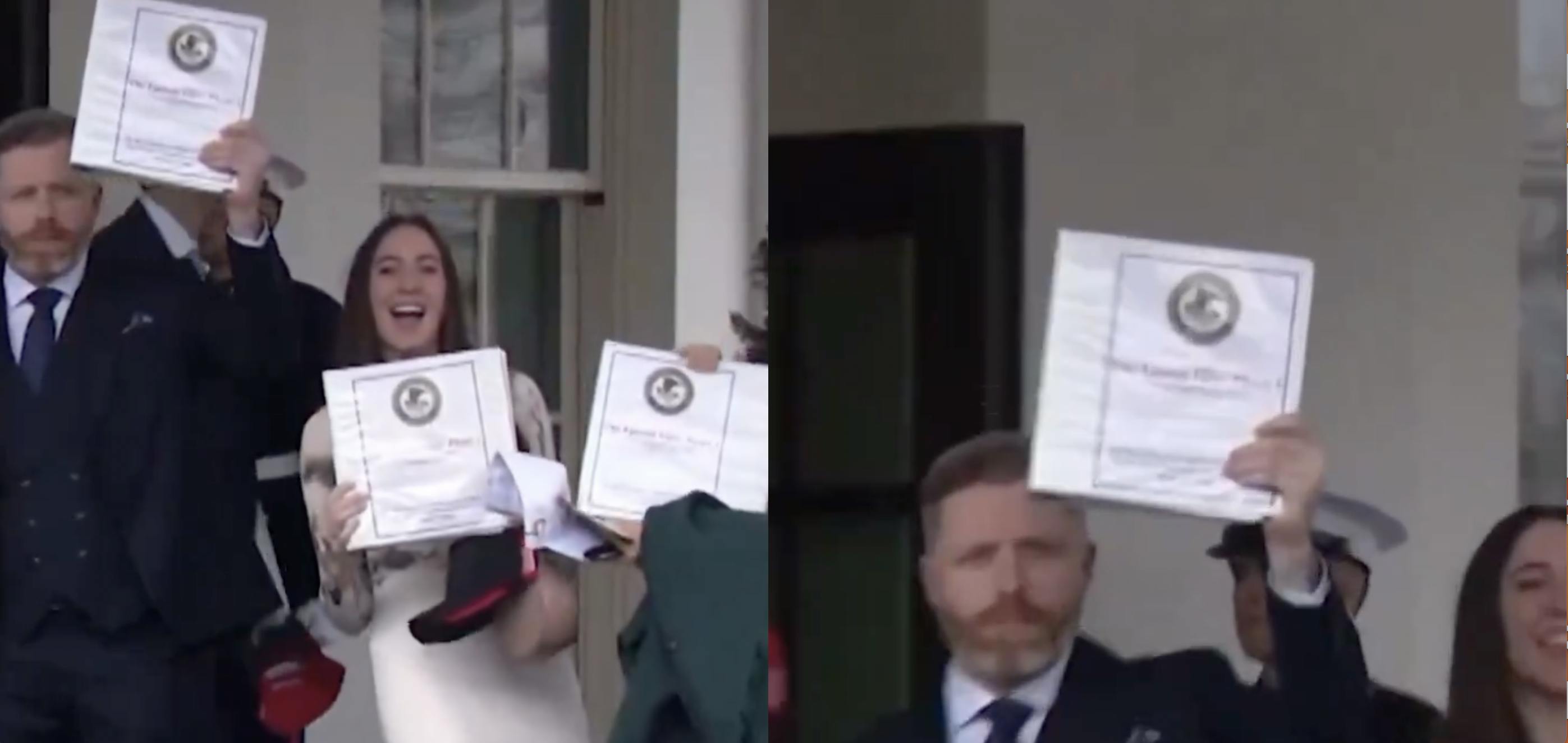 influencers holding binders of old epstein files