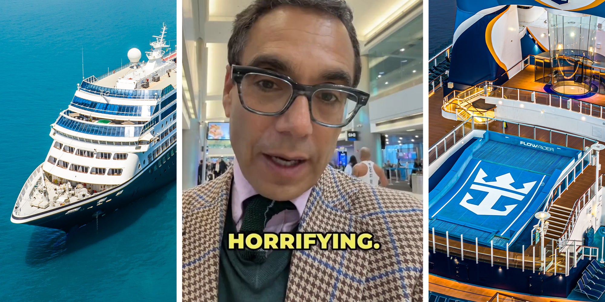 Caribbean Cruise(l) Man shares horrifying discovering at cruise(c) Caribbean Cruise Deck(r)