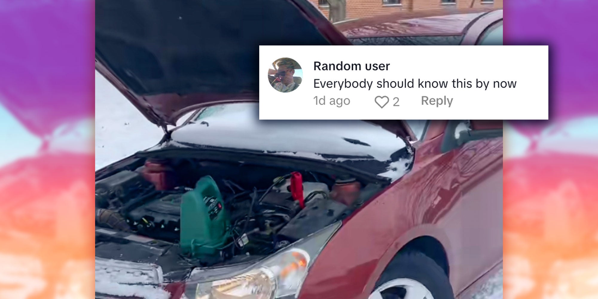 Screenshot of Tiktok user @bremcbay Chevy Cruze; Comment from Tiktok user @therandomuser5738: "Everybody should know this by now".