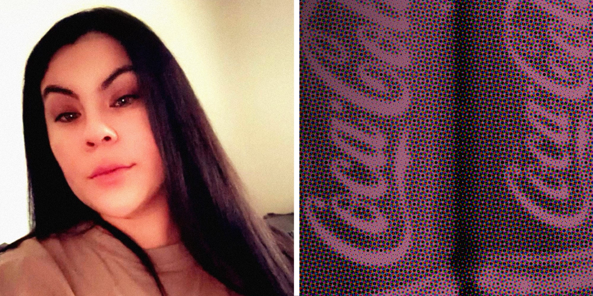 2 panel image: on the left side is a person and on the right is a shelf of Coca Cola soda.