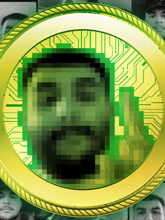 Photo Illustration of a Meme coin with the pixelated face of X user @MistaFuccYou in a meme coin; Background: Tiled photos of @MistaFuccYou.