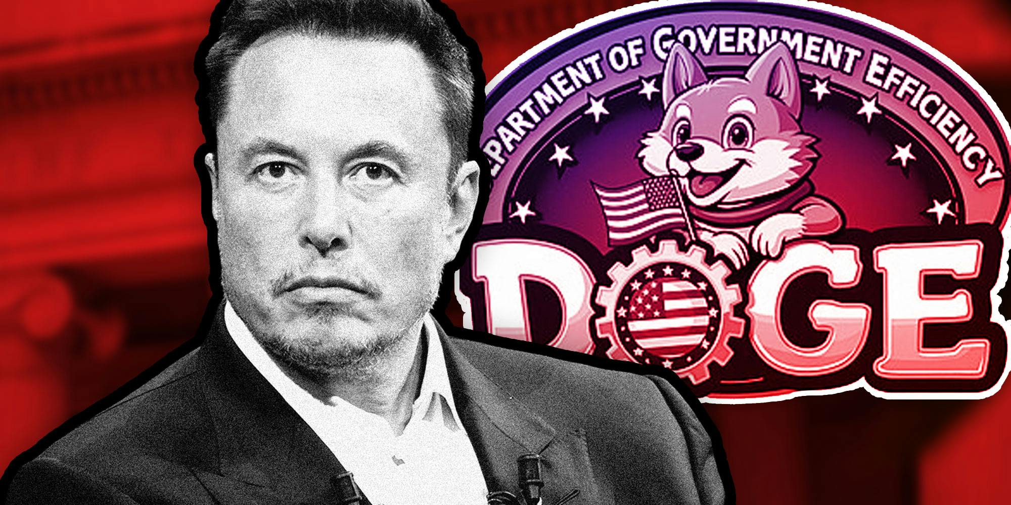 Elon musk and the AI generated .logo for the Department of Government Efficiency