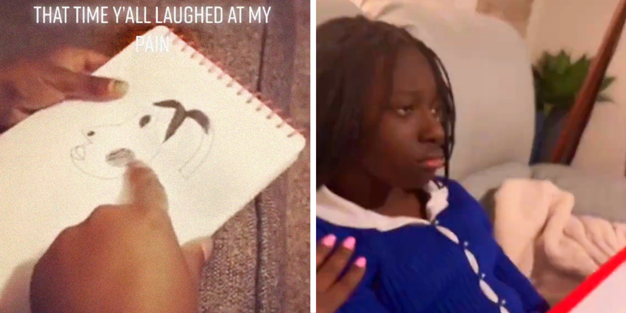 2 panel image of the hyperpigmentation meme on the left and a person looking dejected on the right.