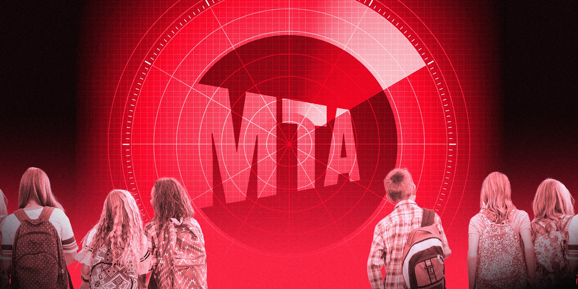 photo collage of the MTA logo surrounded by a radar screen and school children with backpacks.