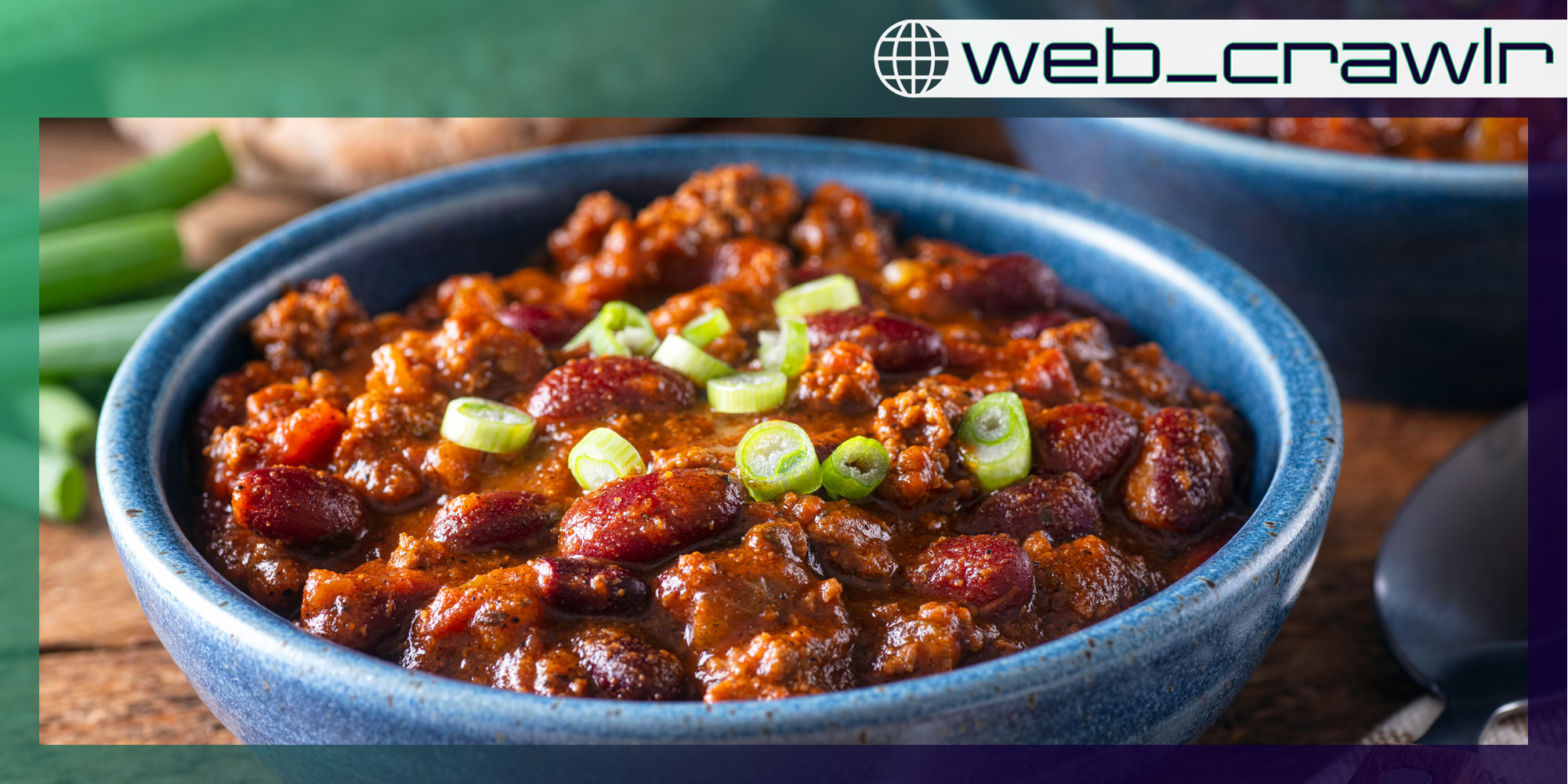 A bowl of chili with beans. The Daily Dot newsletter web_crawlr logo is in the top right corner.