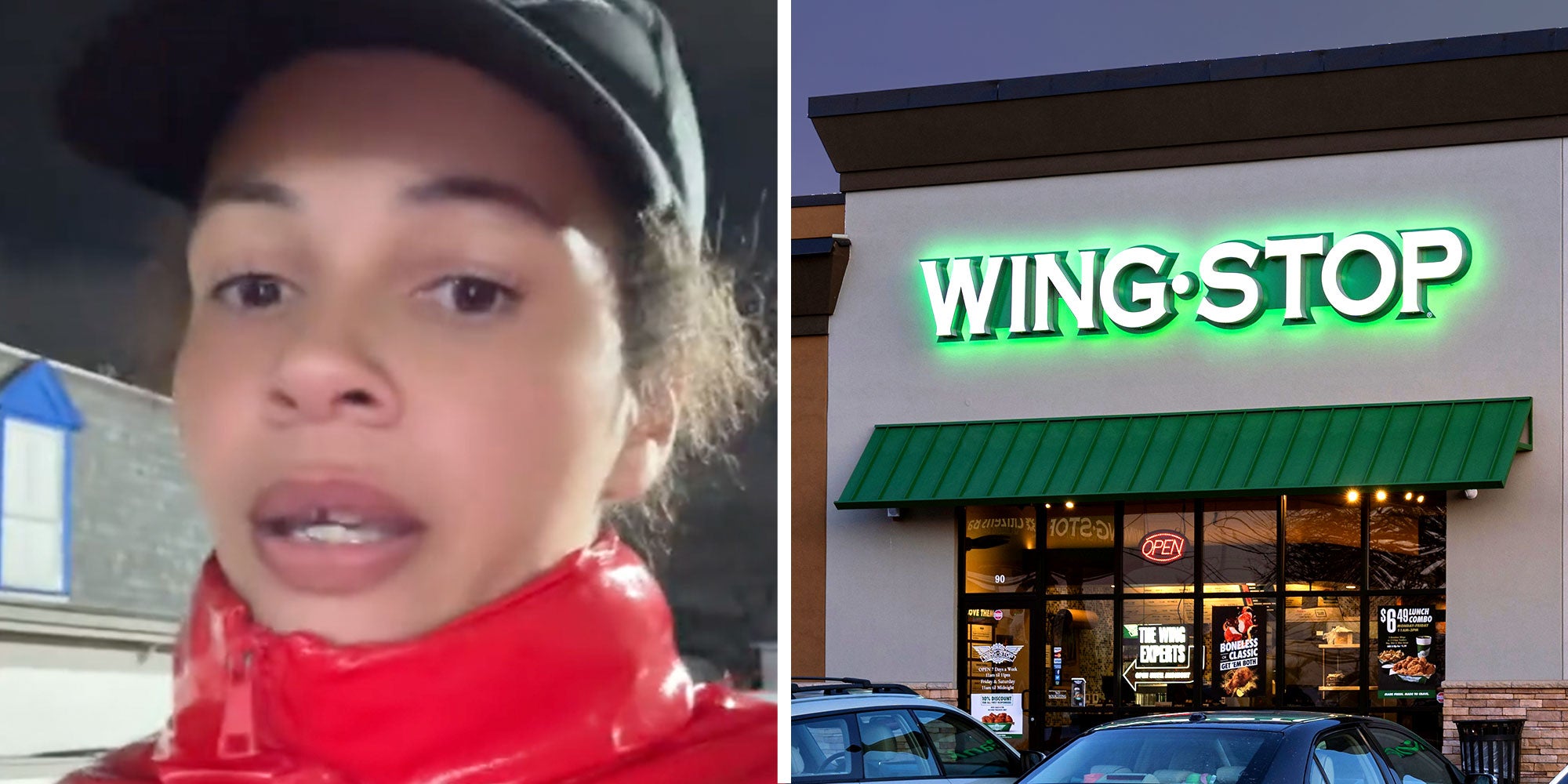 Screenshot of Tiktok user @bri_stay_yappin; Photo of a Wing Stop restaurant.