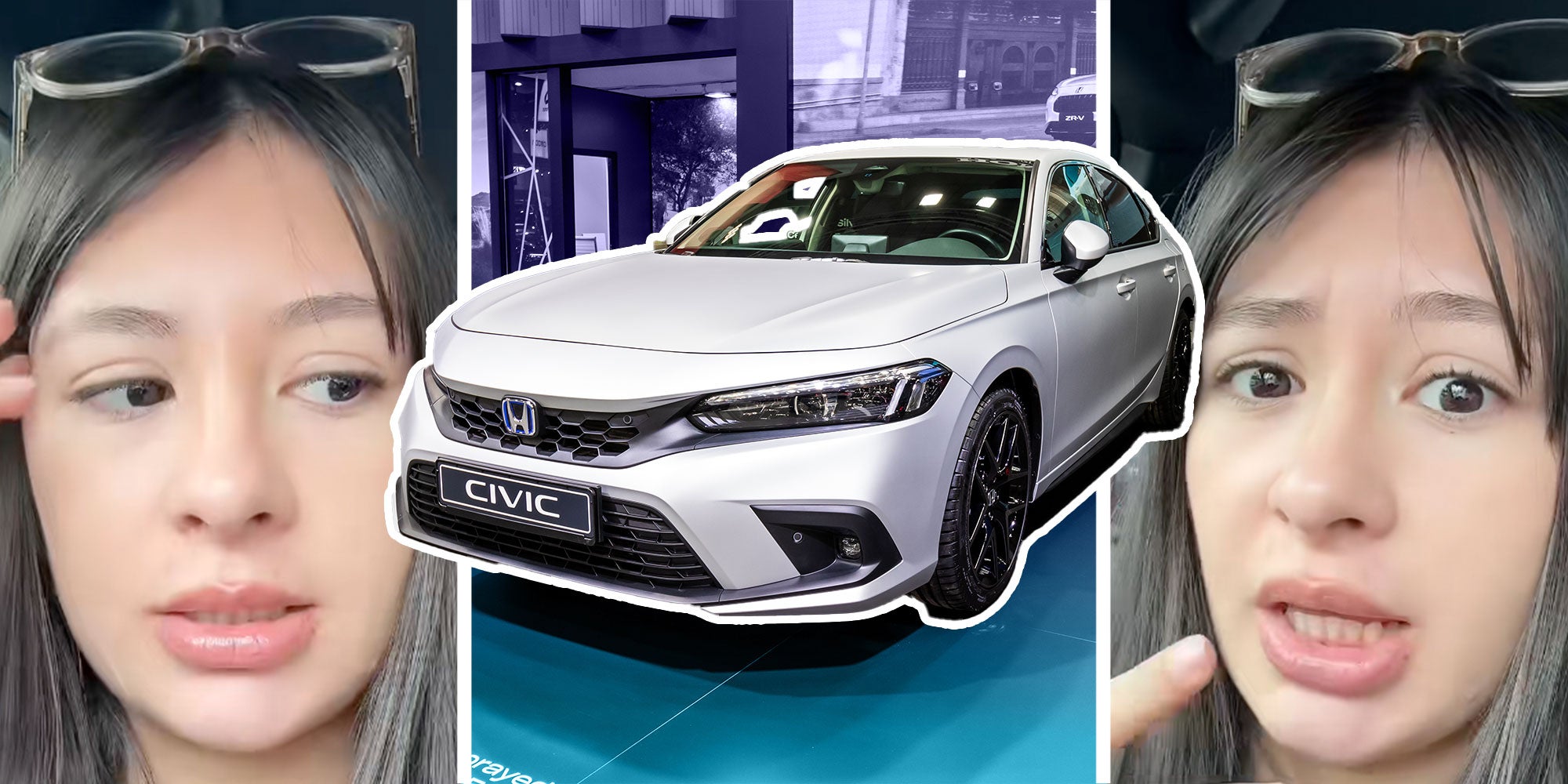 Screenshots of Tiktok user @evelynnandhazell; A Photo of a 2025 Honda Civic