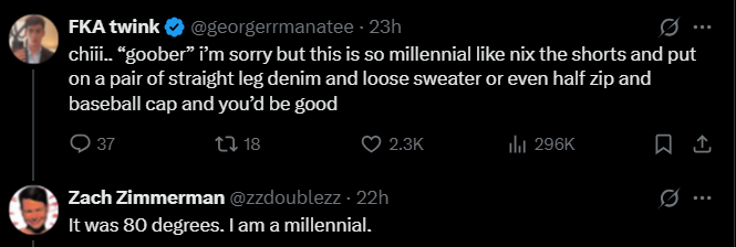 Screenshot from X conversation about date outfit rejection goober