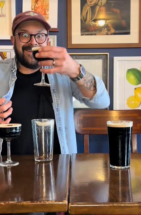 Screenshot from TikTok of discussion about espresso martini guinness