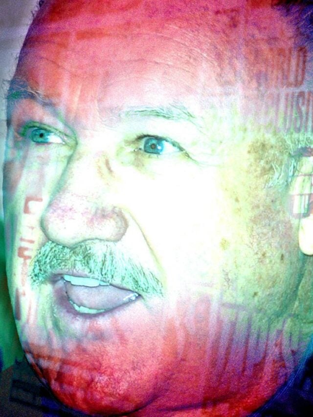 Design with Gene Hackman on the left overlaid on images of magazines reading 'The Epstein Tapes'