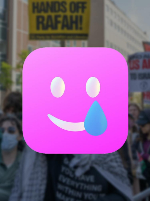 Blurred image of Palestine protest from Columbia University in background with Sidechat logo over it.