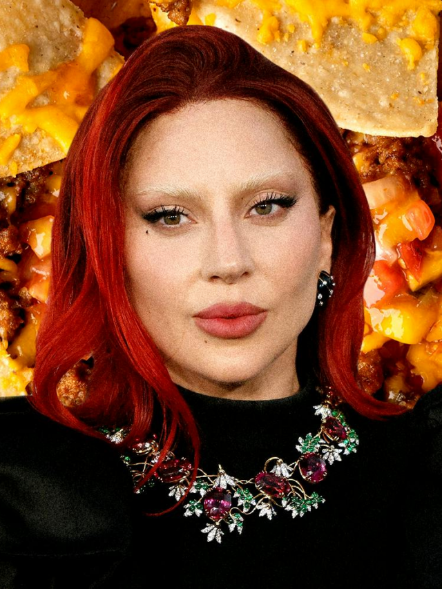 Lady Gaga over nachos background