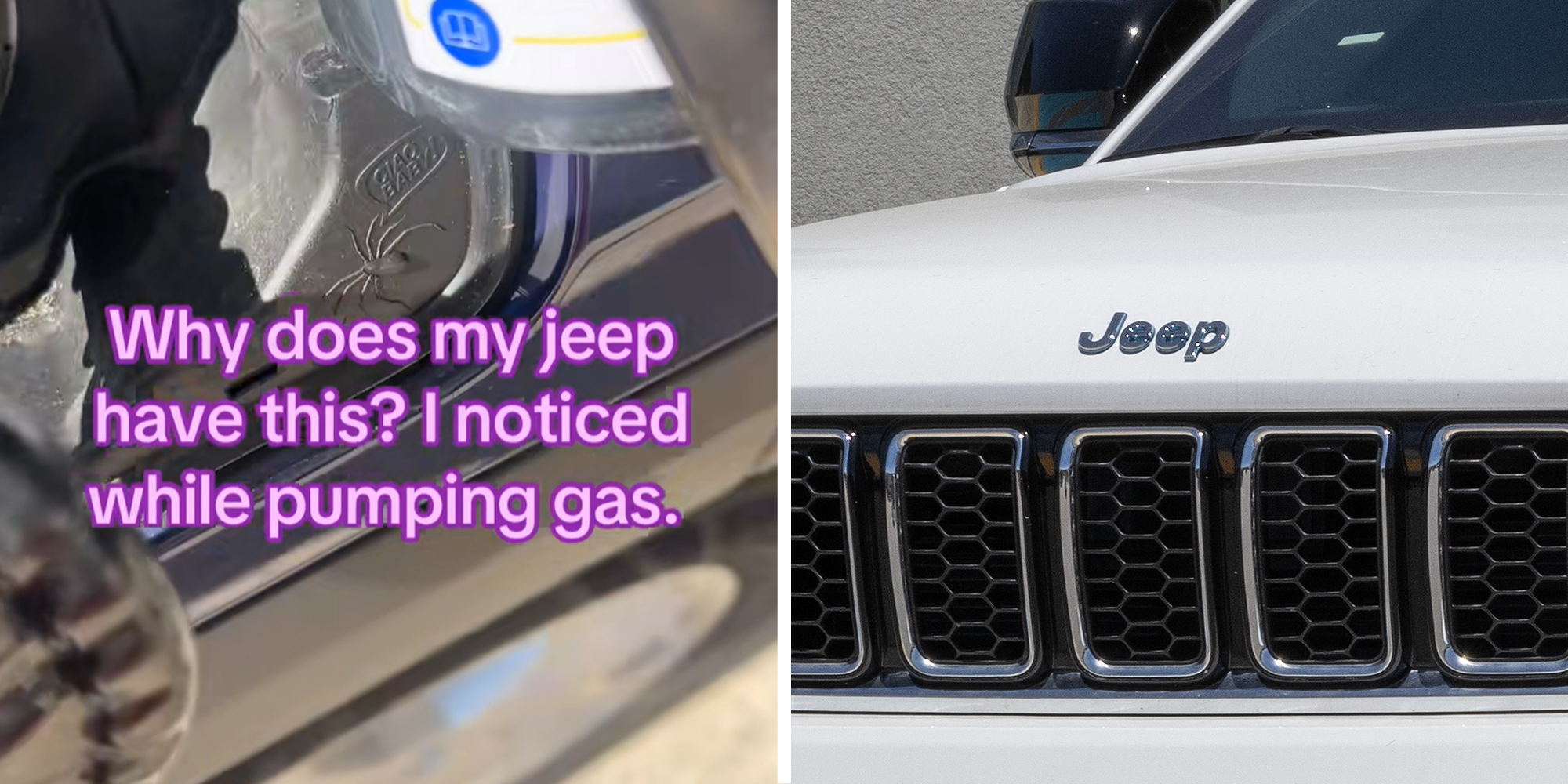 Split image. photo of inside of car with overlaying text that reads: 'Why doe s