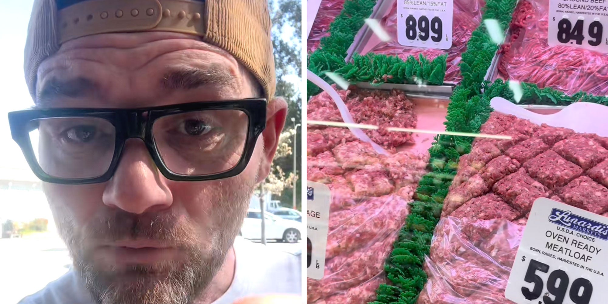 Screenshot of Tiktok user @meatdad; Screenshot from @meatdad's Tiktok of a display of Meatloaf at a Deli.