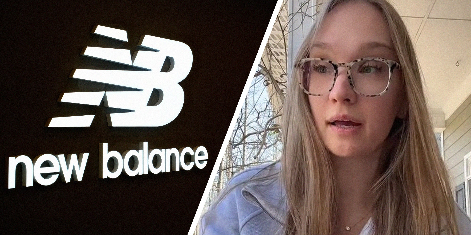 New Balance Logo(l) Woman shares best running shoes(r)